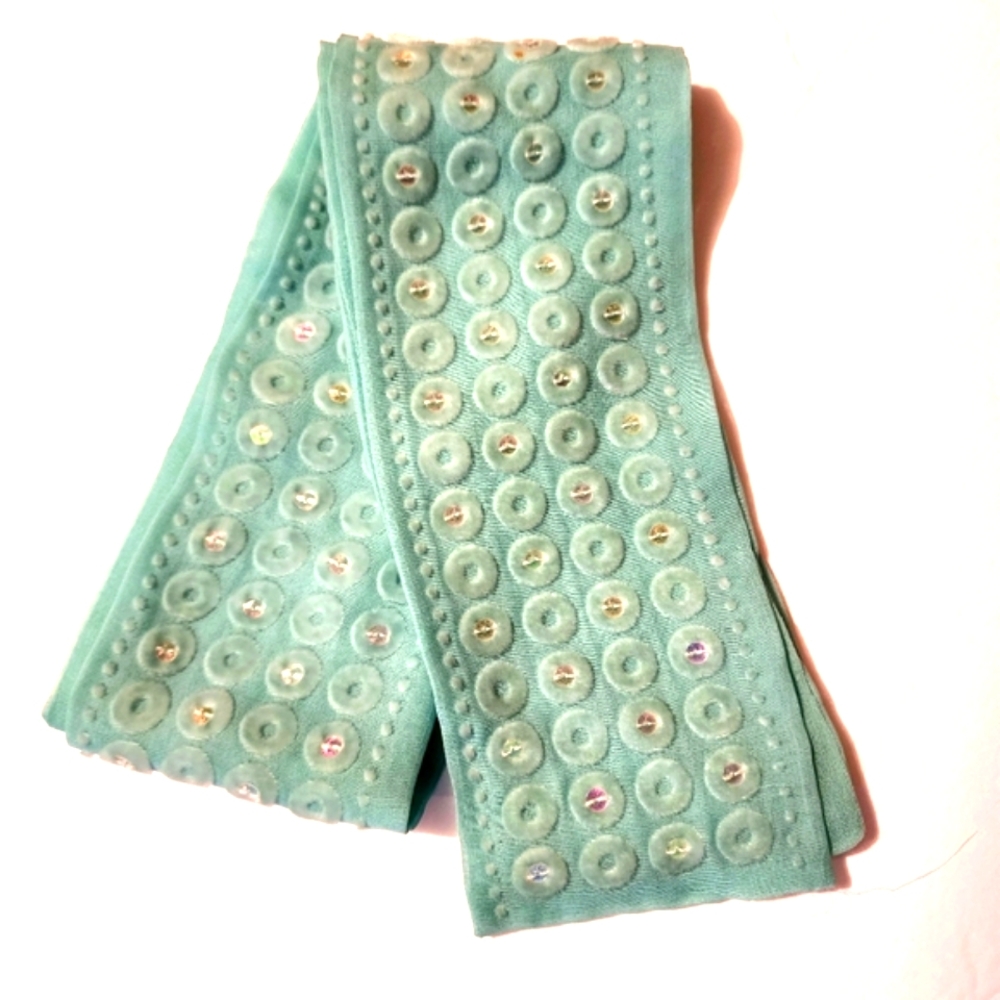 Vintage Pale Green Fabric Belt Skinny Scarf